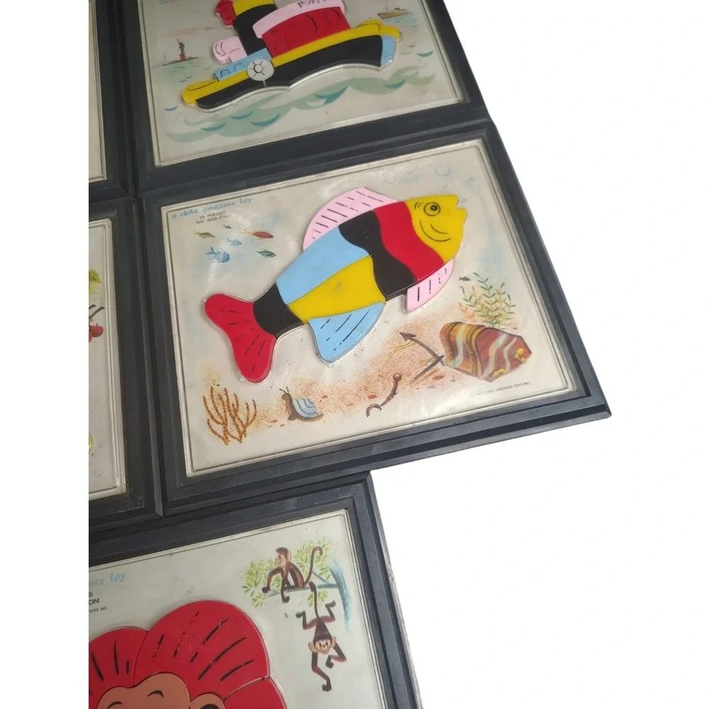 Magnetic Puzzle Set 1962 Child Guidance Toy Animals‎ Boat Lion Monkey Fish